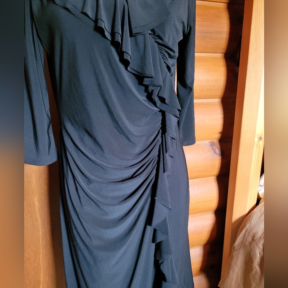 Jessica Howard Women's Dress 3/4 Sleeves Ruffled and Gathered Black Sz 12 - Picture 7 of 7